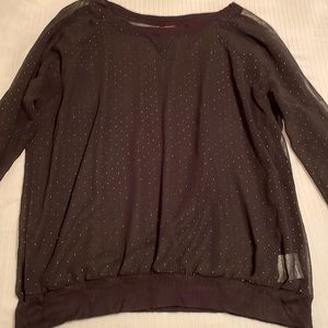 Black sheer “sweatshirty” style top